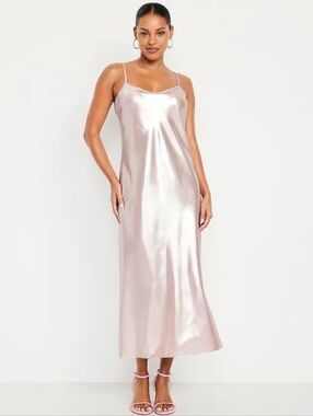 NWT - Old Navy Light Pink Shine Satin Maxi Dress - Size XL Tall